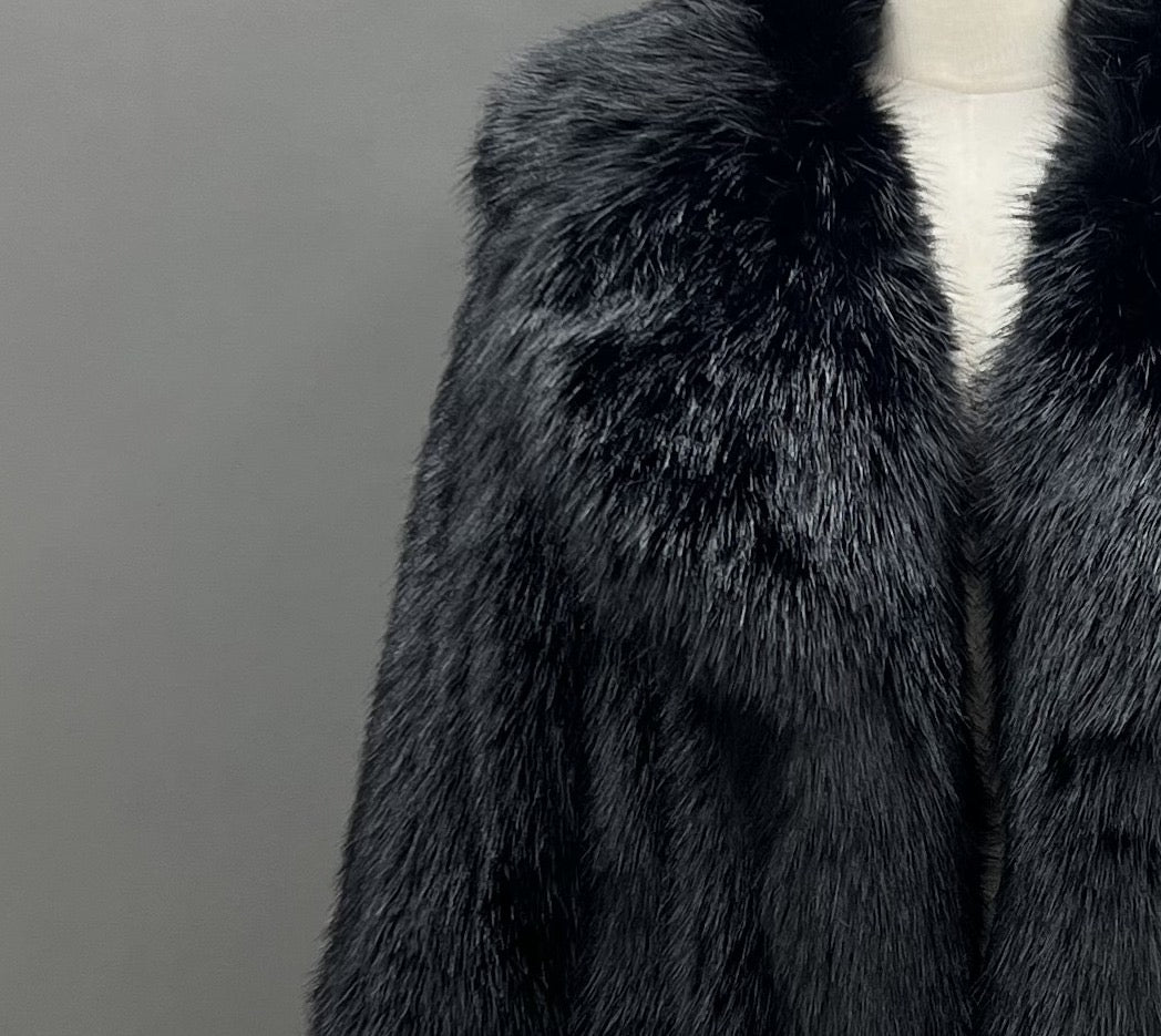 Madrid Straight Row Collar Faux Fur Coat