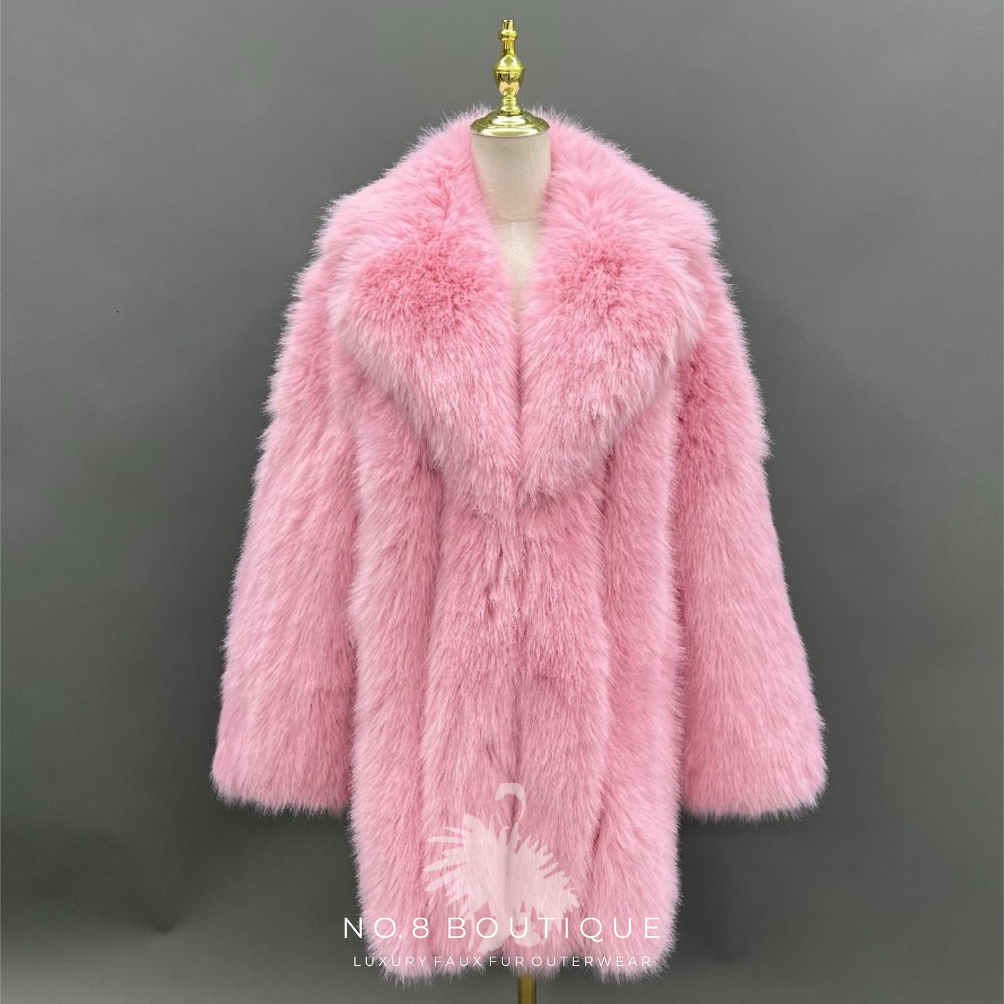 Madrid Straight Row Collar Faux Fur Coat