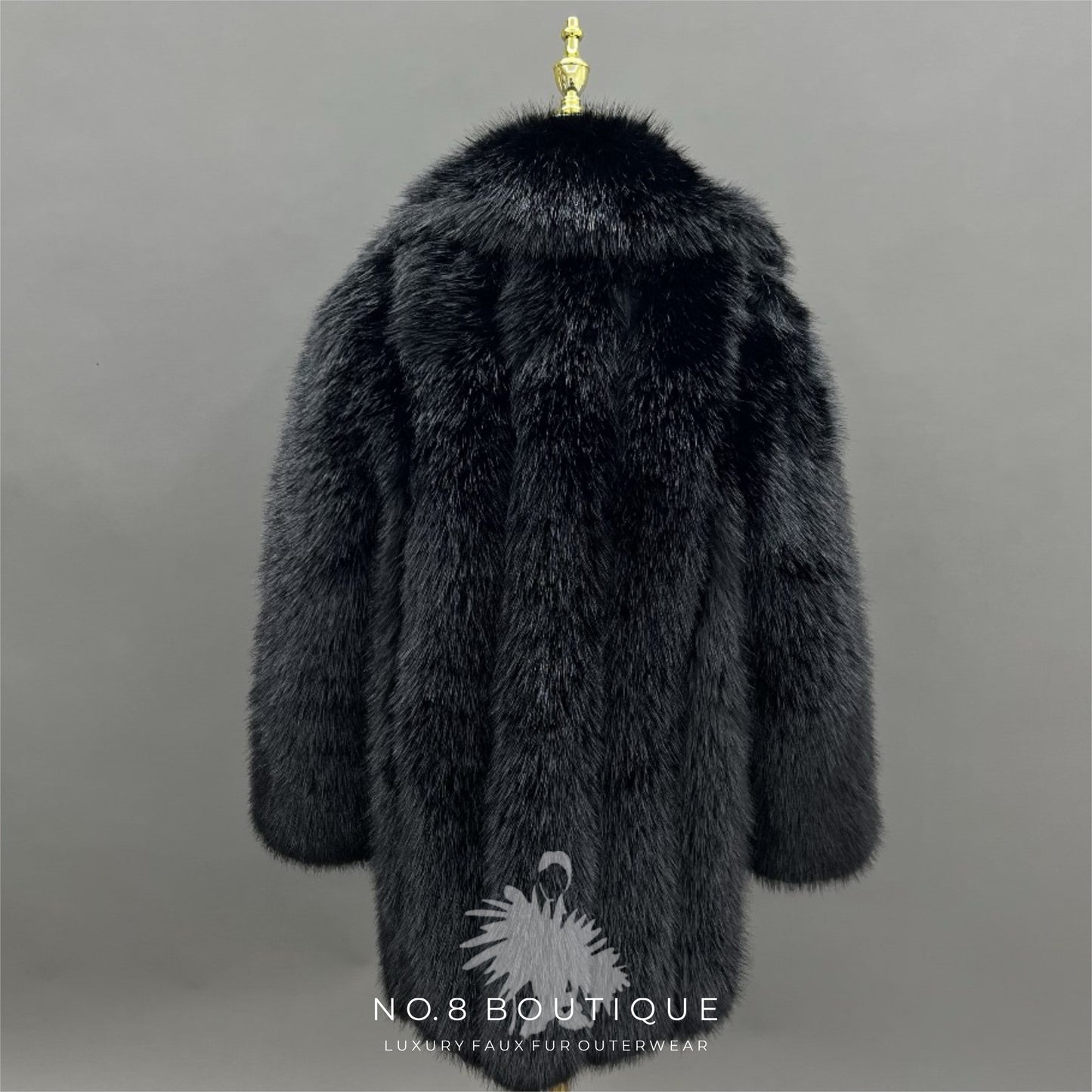 Madrid Straight Row Collar Faux Fur Coat