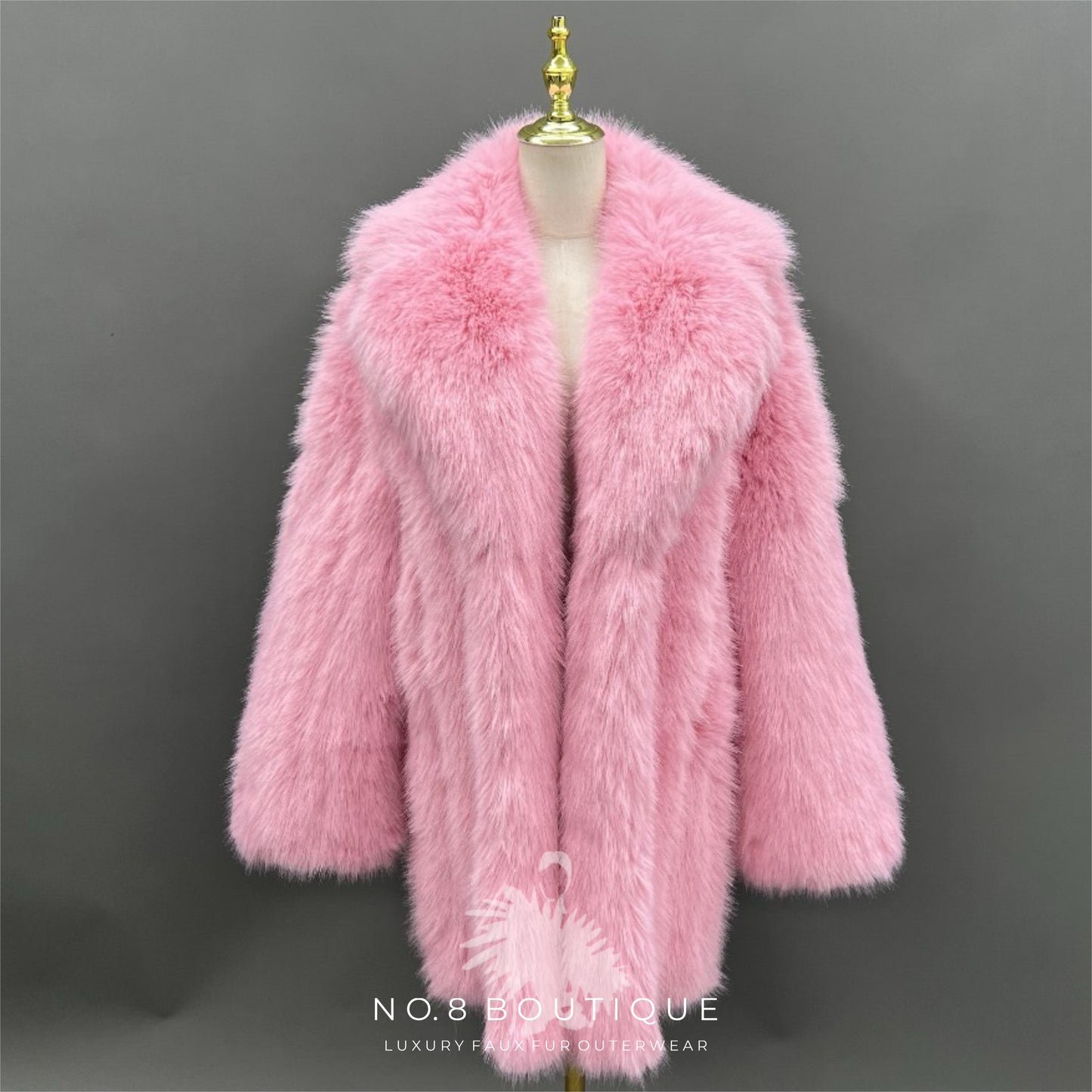 Madrid Straight Row Collar Faux Fur Coat