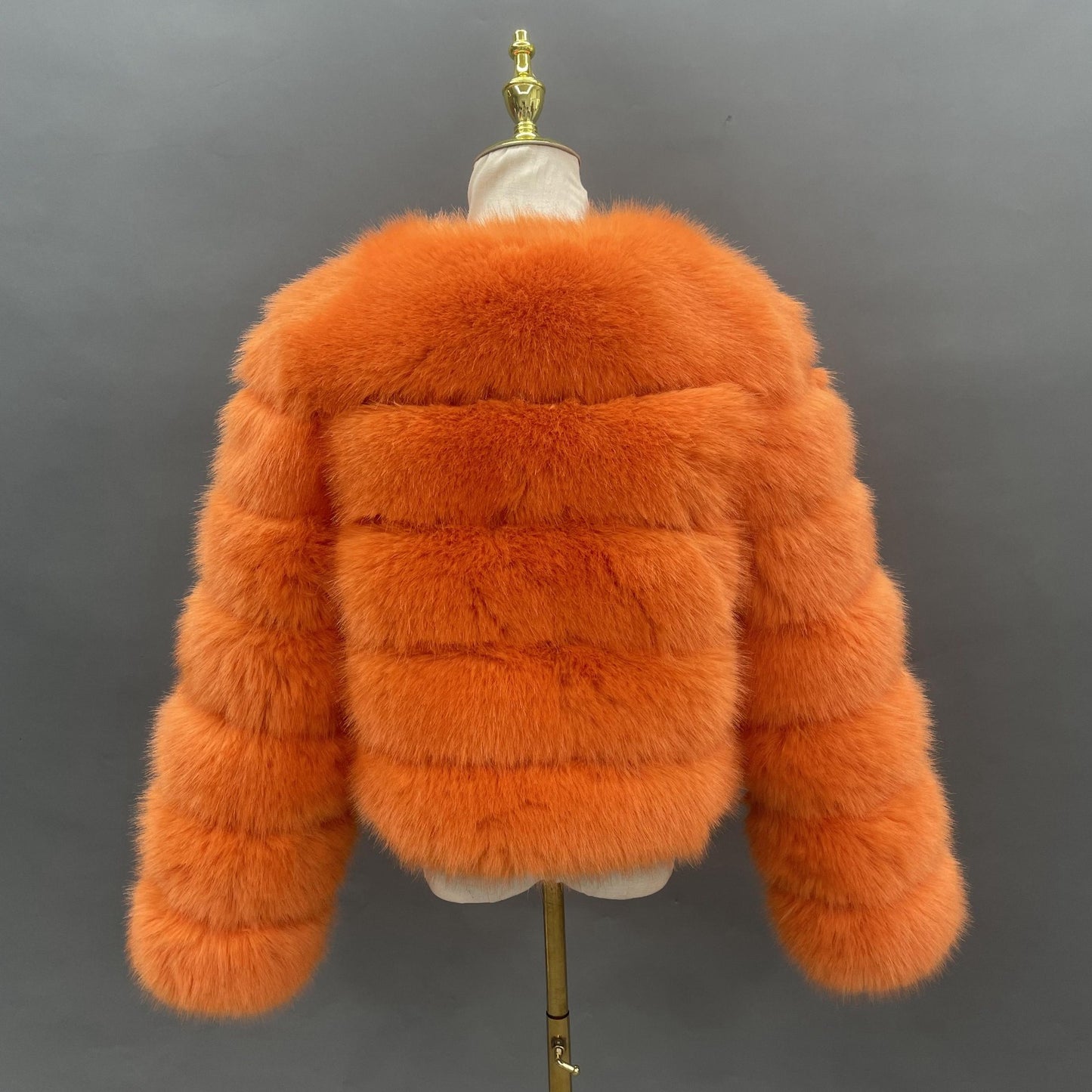 Orange Colour Faux Fur Jacket