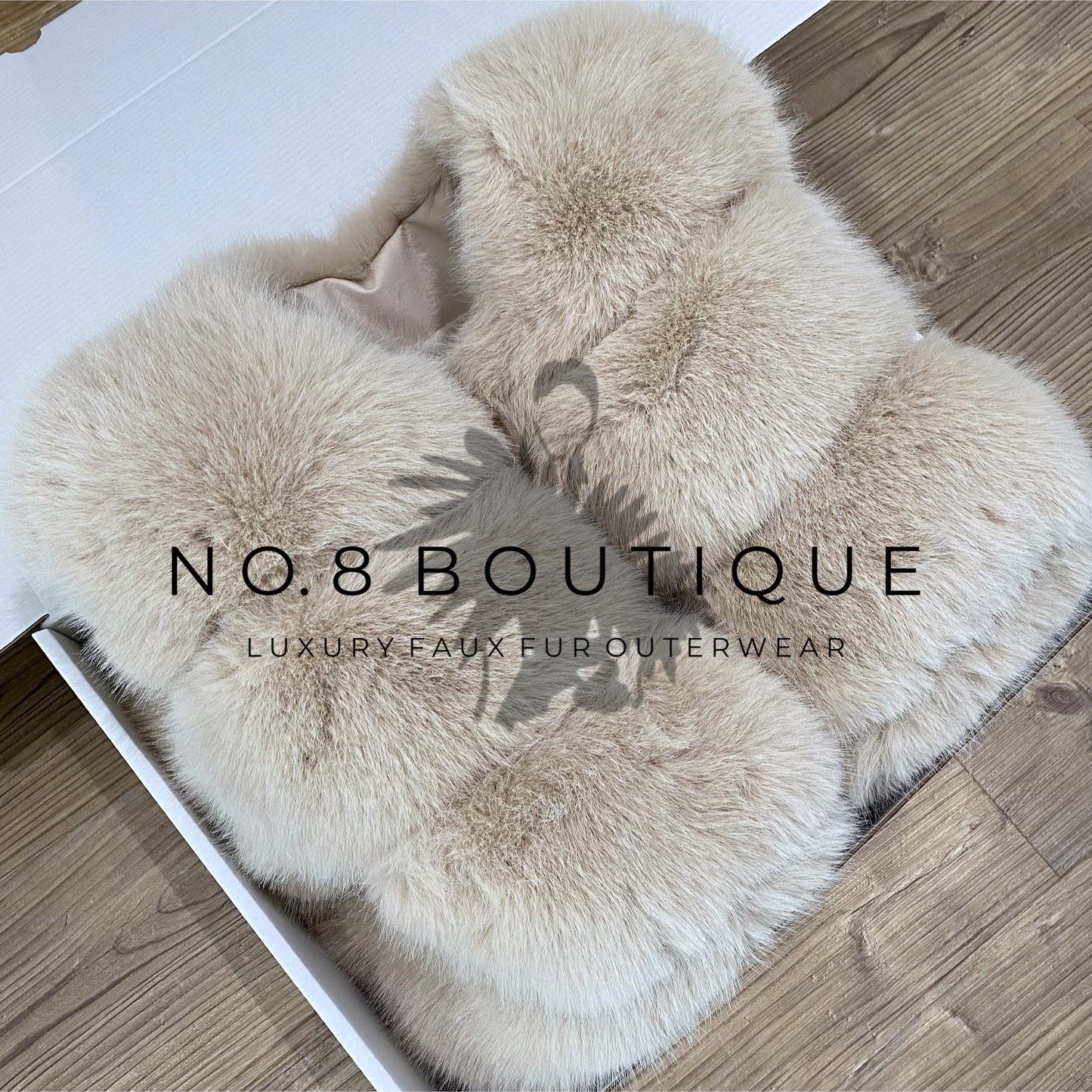 Bold beige 5 row faux fur jacket for a statement winter look