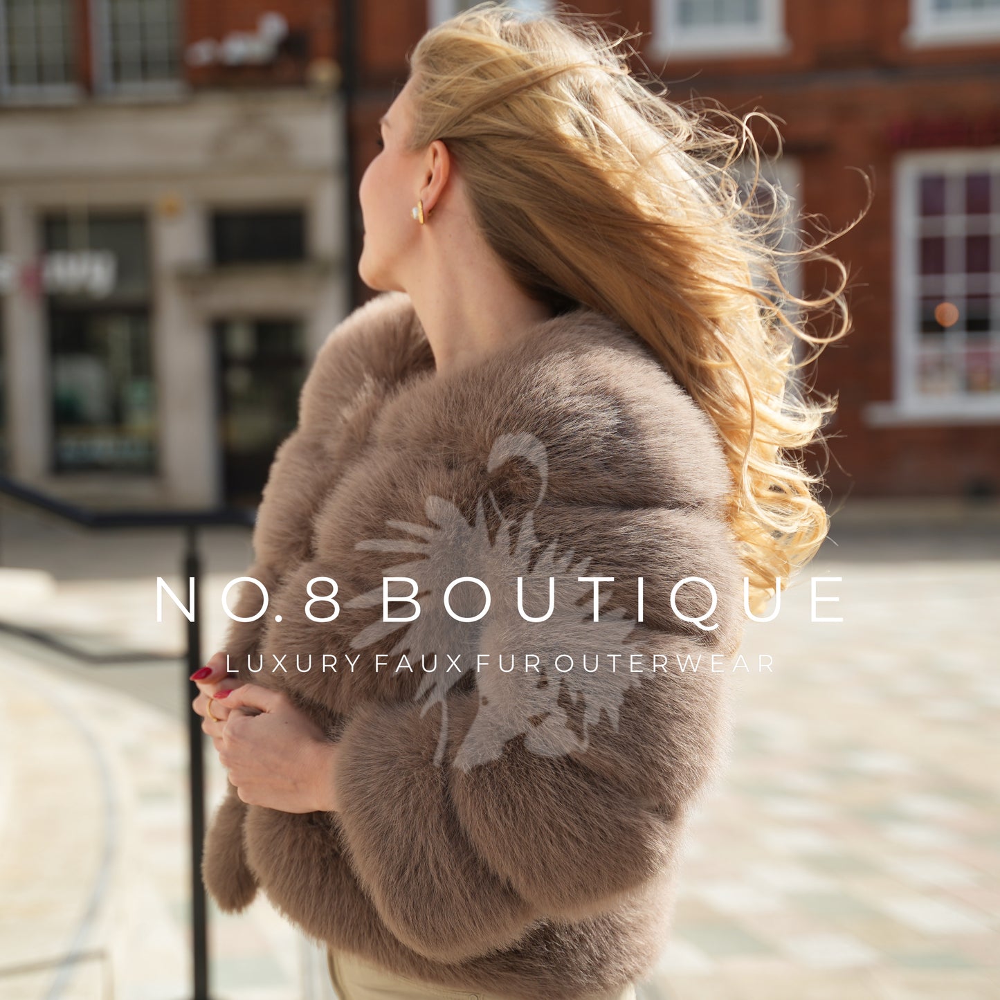 Chic mocha faux fur jacket featuring classic 5 row design