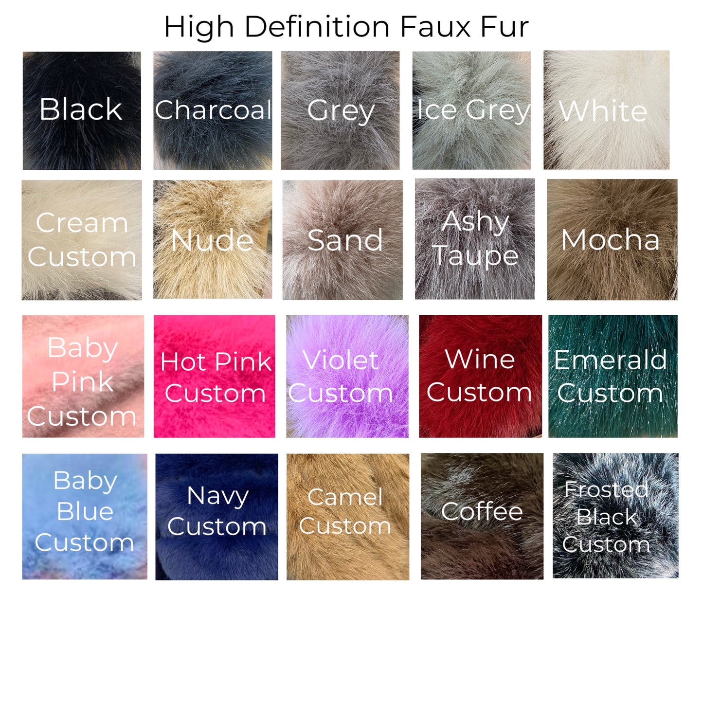Classic hooded 5 row faux fur jacket shades