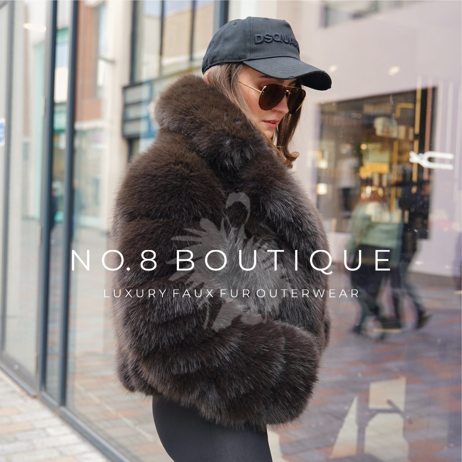 Designer London bridal faux fur jacket with luxe collar