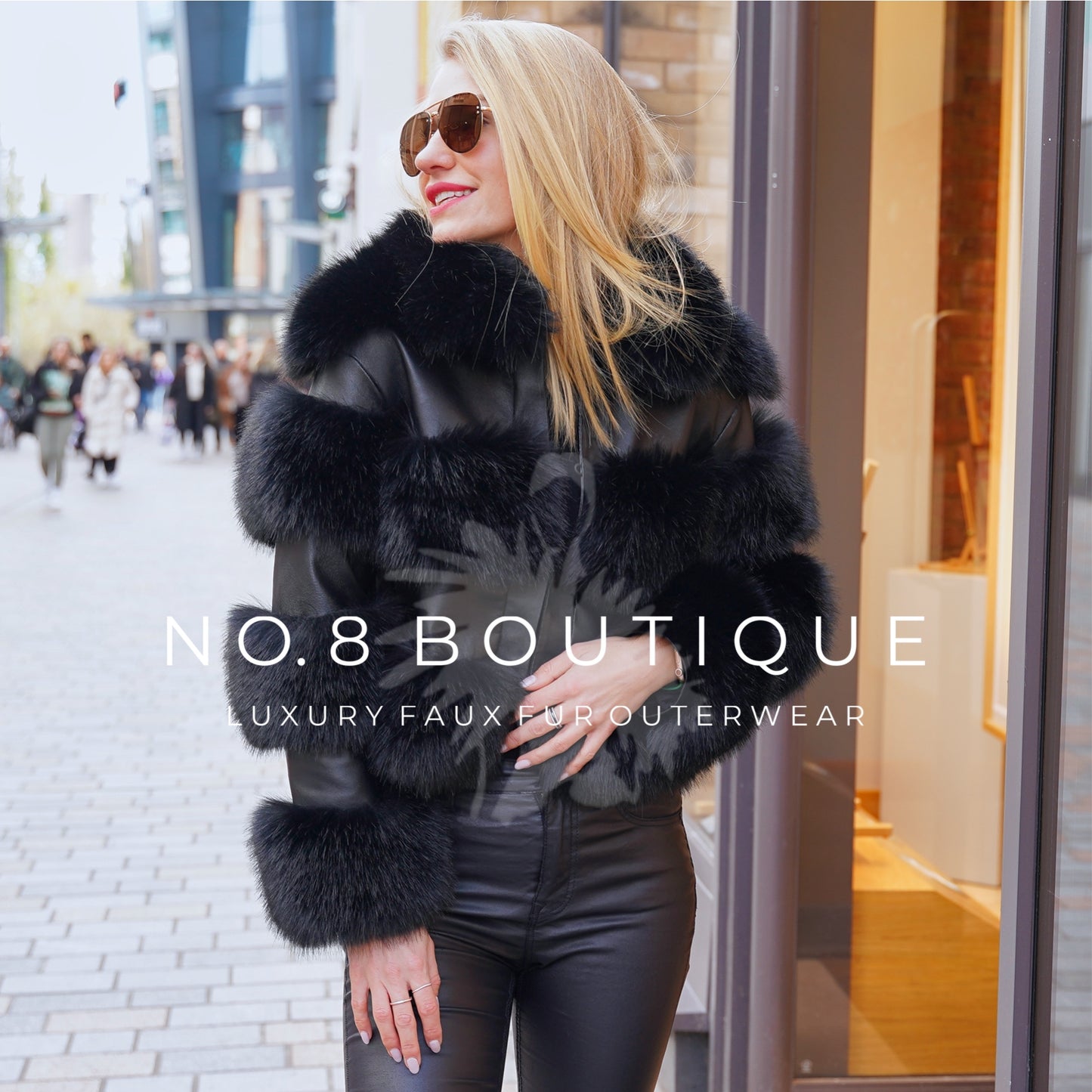 Florence panelled faux fur jacket with collar