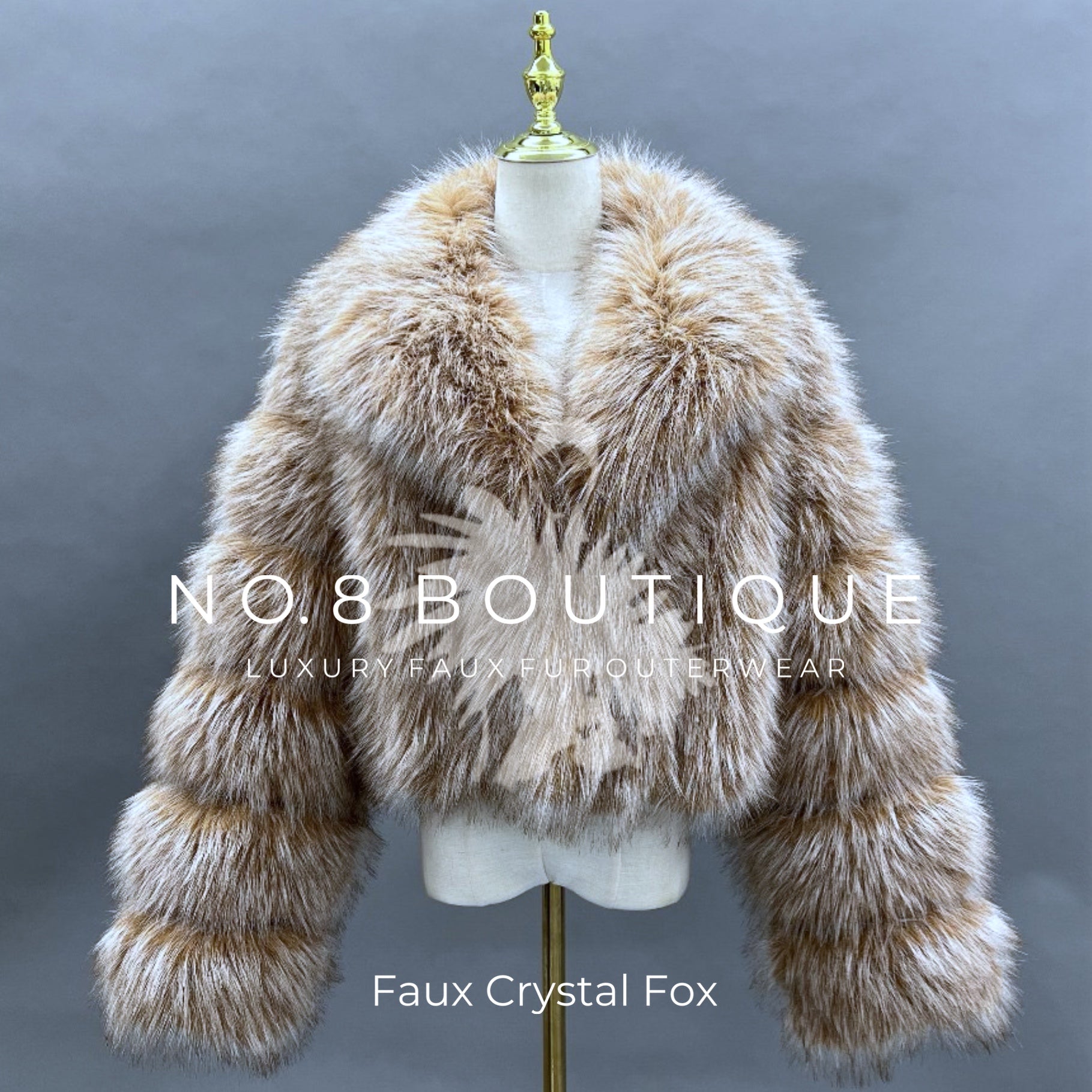 Glamorous London bridal faux fur jacket with prominent collar