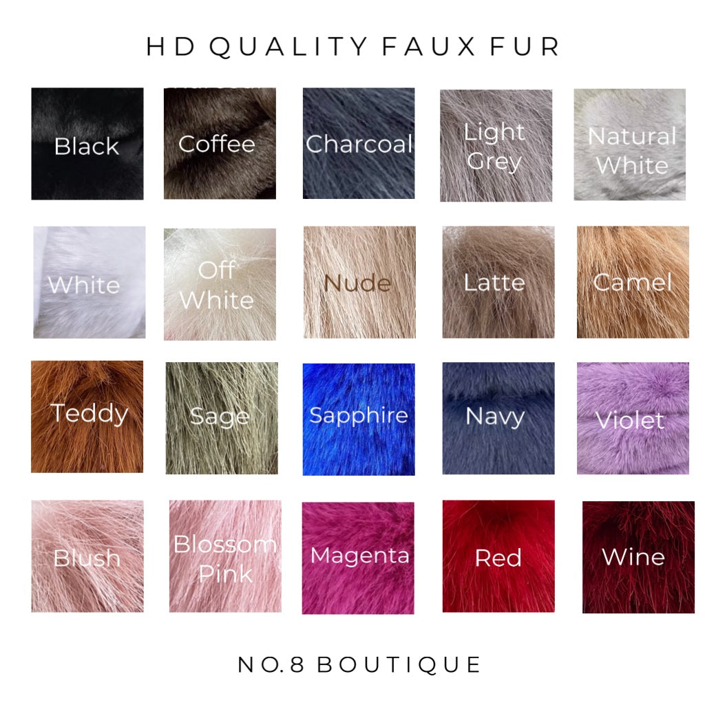 HD faux fur cropped hooded jacket shades