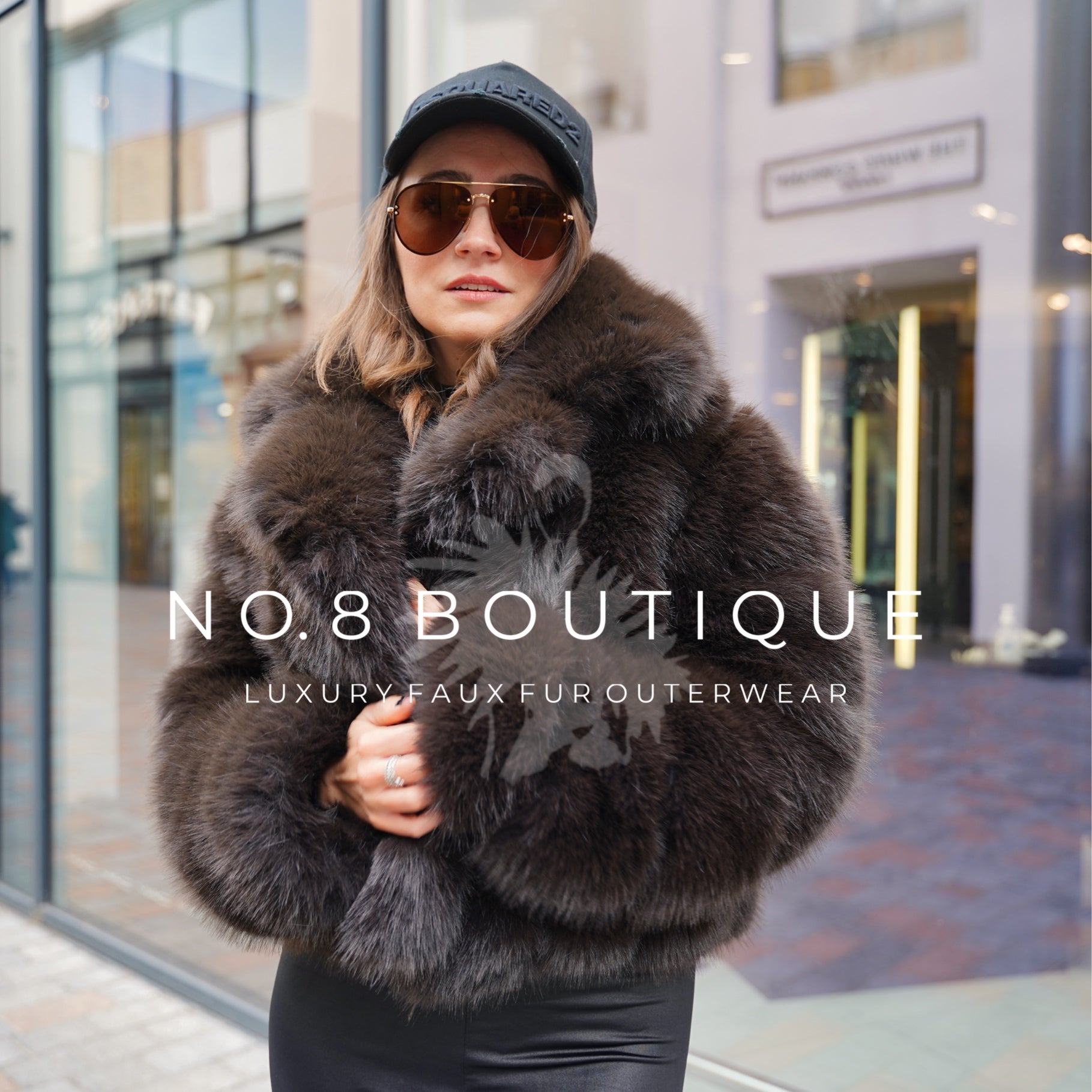 London faux fur jacket for brides with chic collar