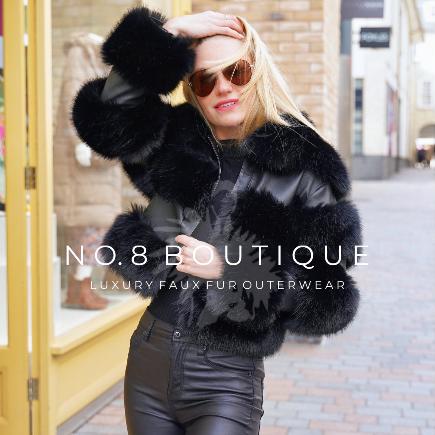 Luxurious Florence panelled jacket in faux fur with stylish collar