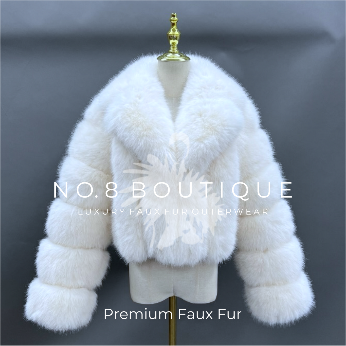 Luxurious London short faux fur jacket with stylish collar