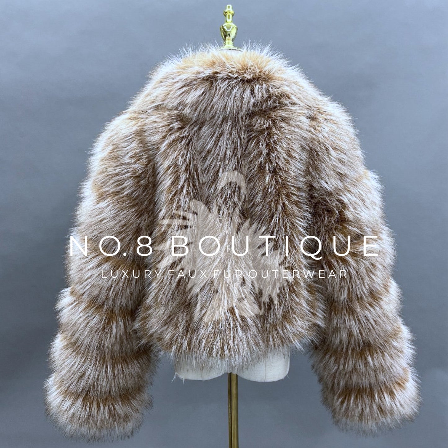 Luxury London bridal jacket crafted in soft faux fur with collar