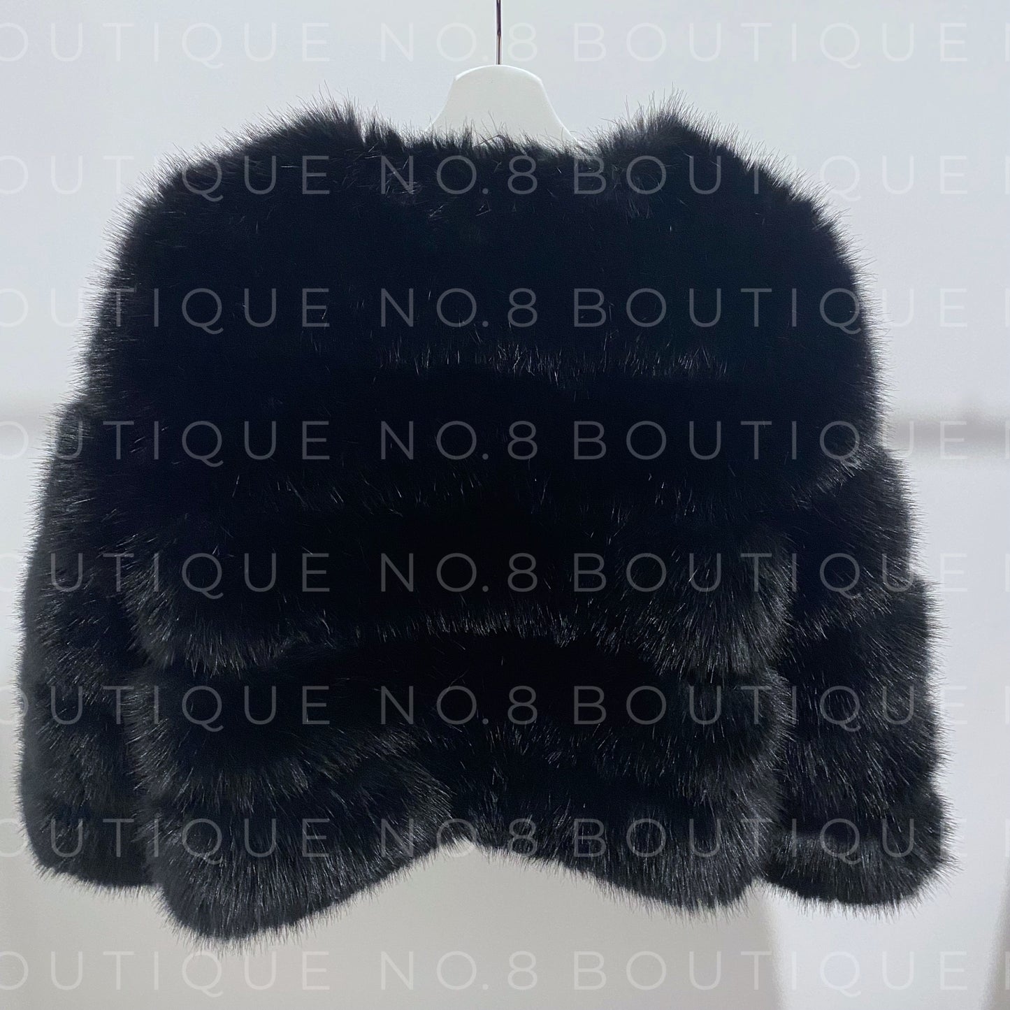 Modern black faux fur jacket