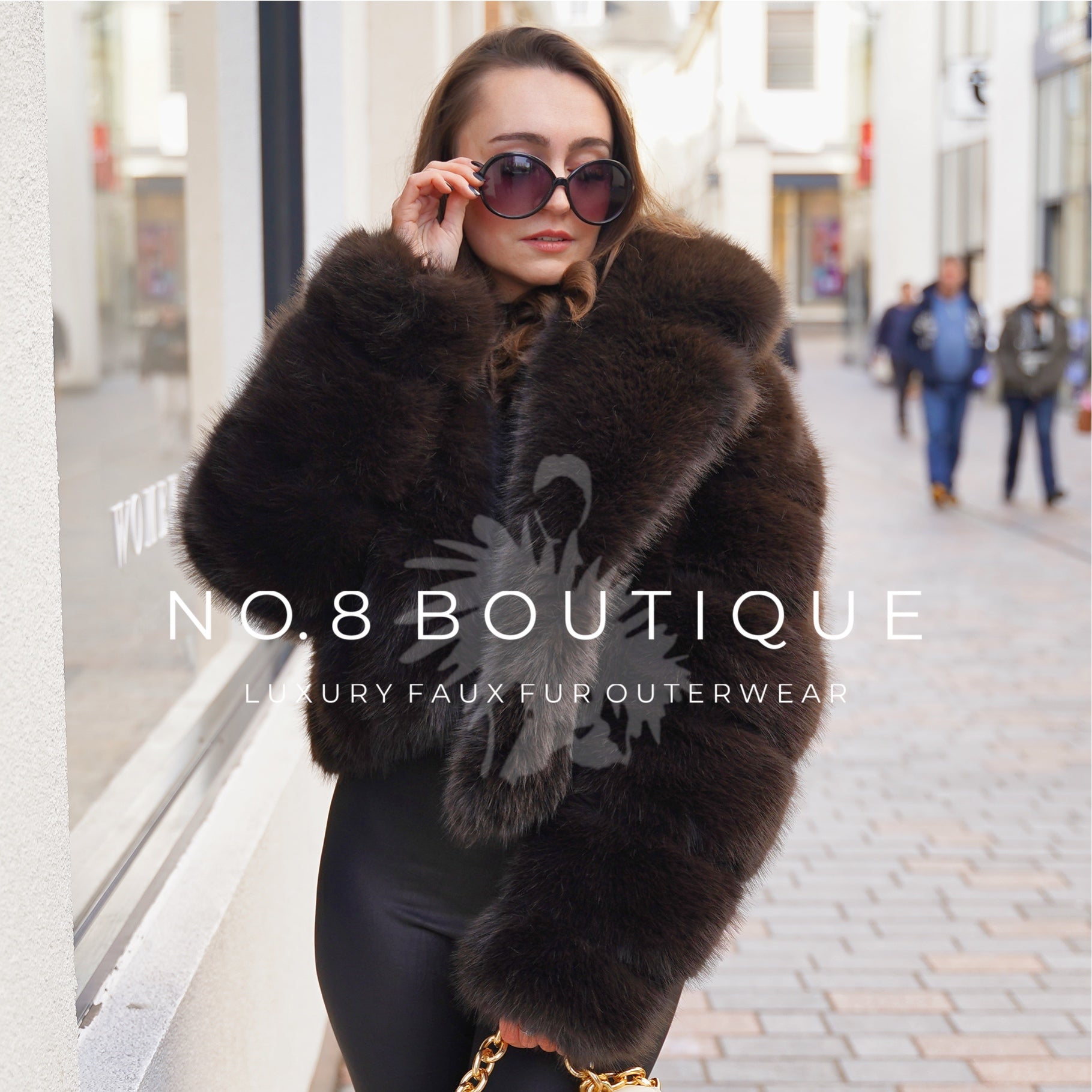 Modern London bridal faux fur jacket with sleek collar