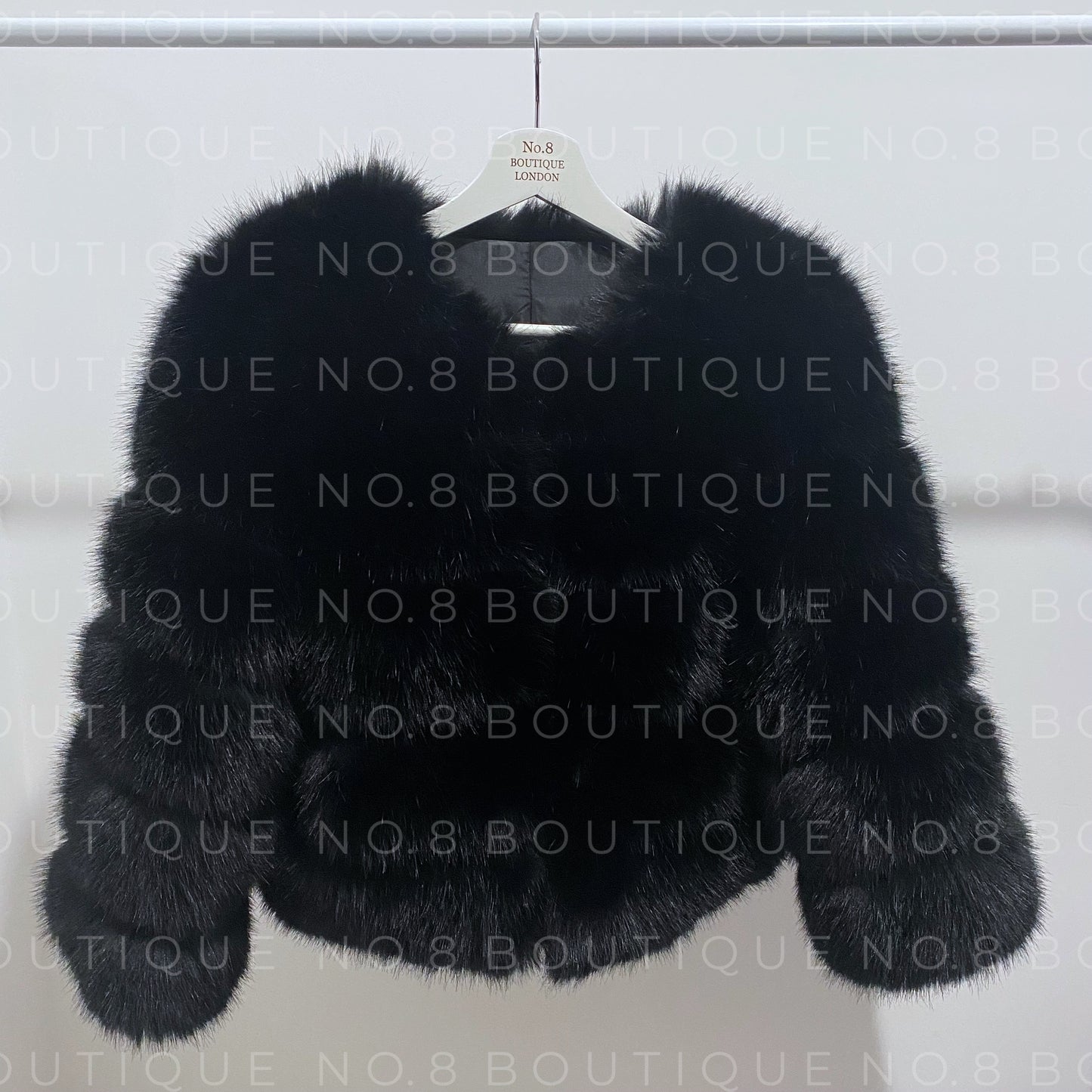 Plush black 5 row faux fur jacket