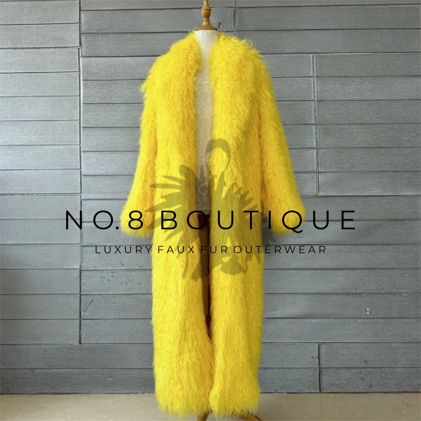 Runway-ready ultra long shaggy faux fur coat