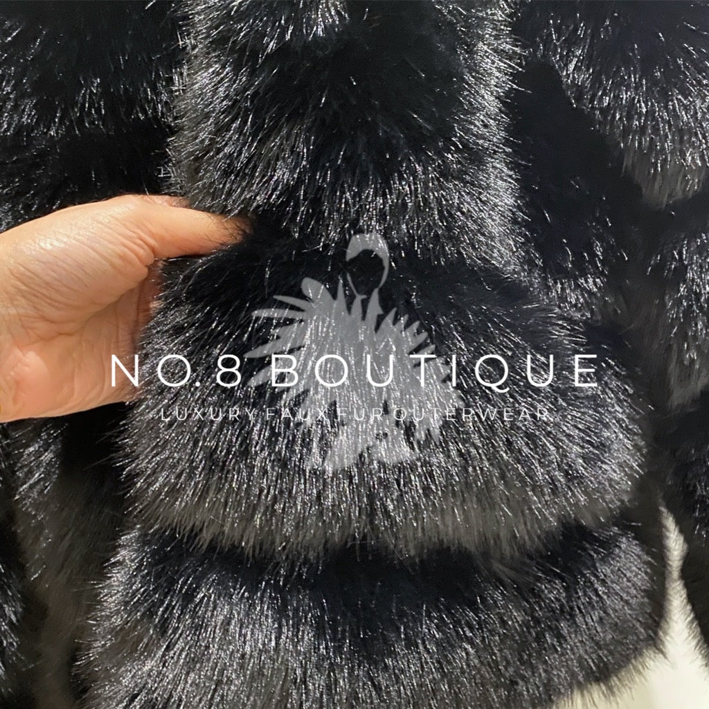 Sophisticated black faux fur jacket