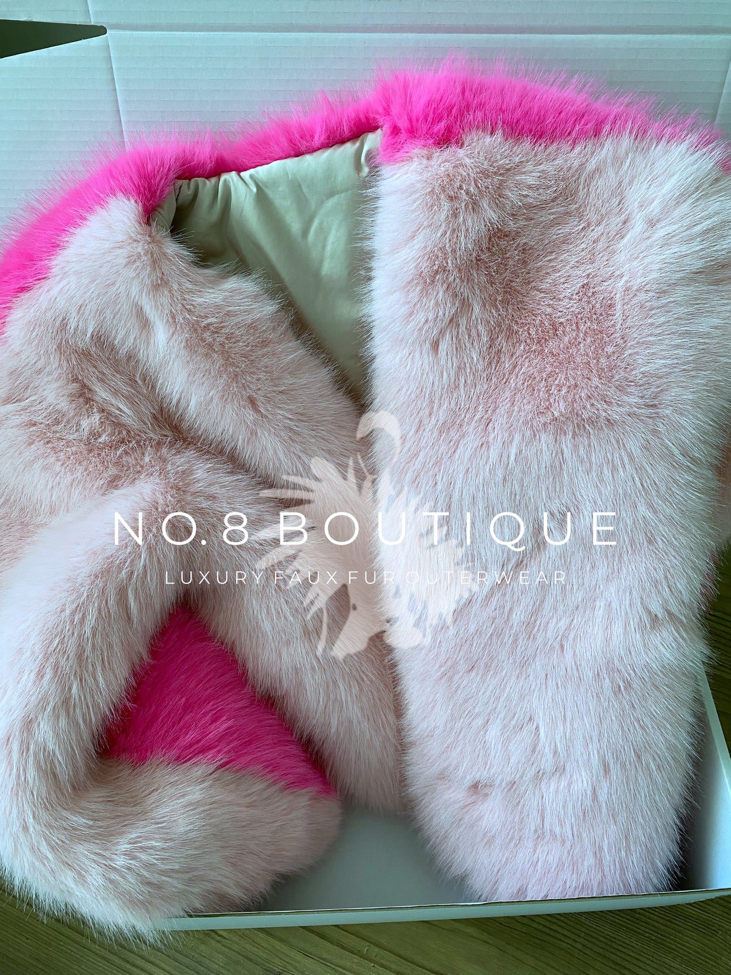 Stylish custom two-tone faux fur winter jacket
