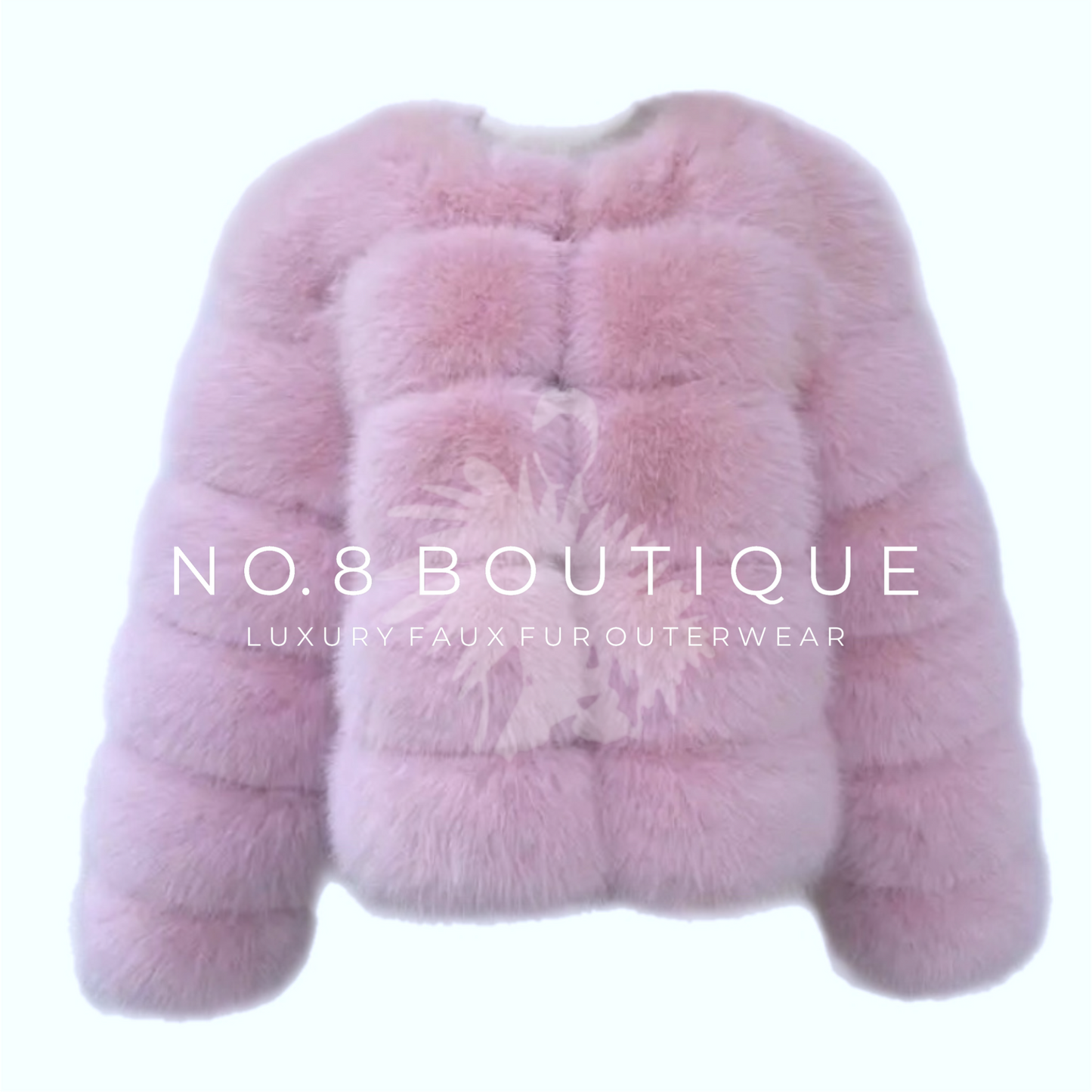Trendy baby pink faux fur jacket with quintuple rows