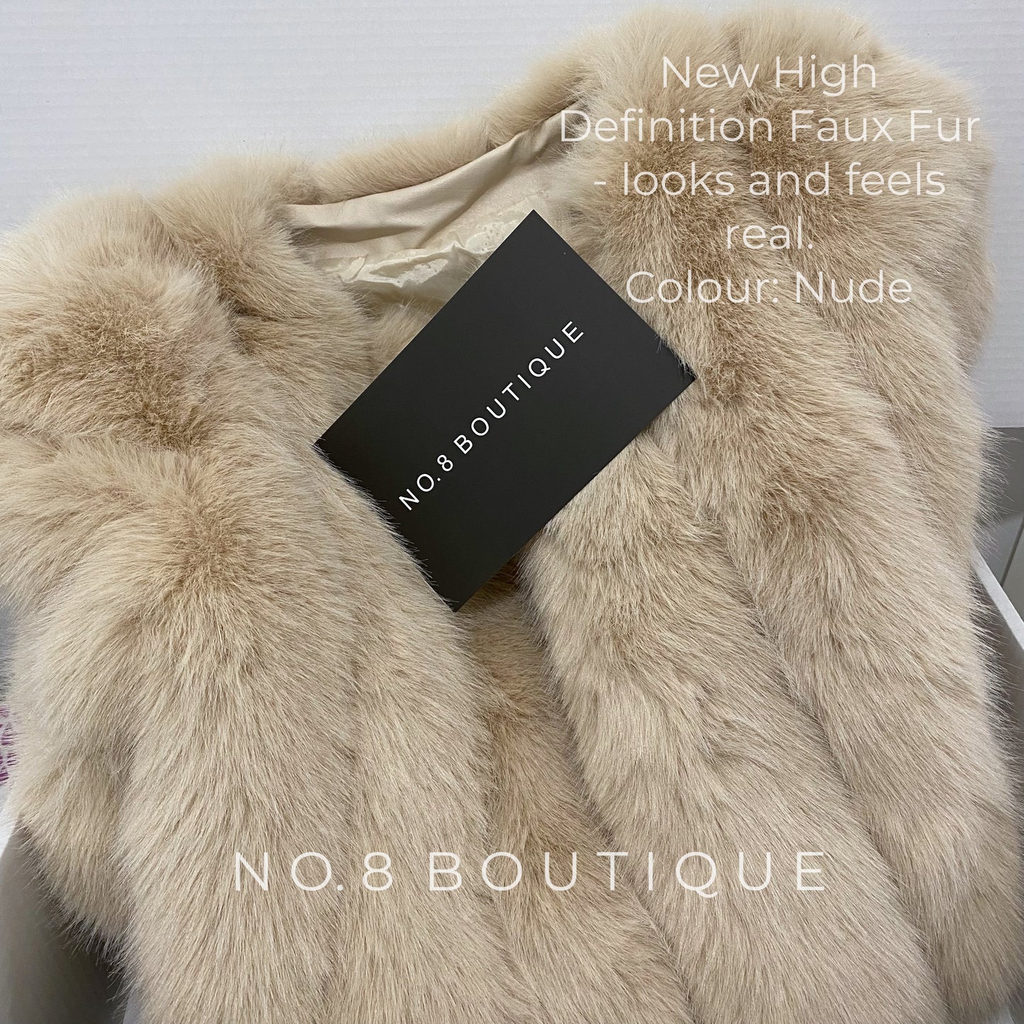 Trendy Vienna faux fur jacket featuring straight row styling