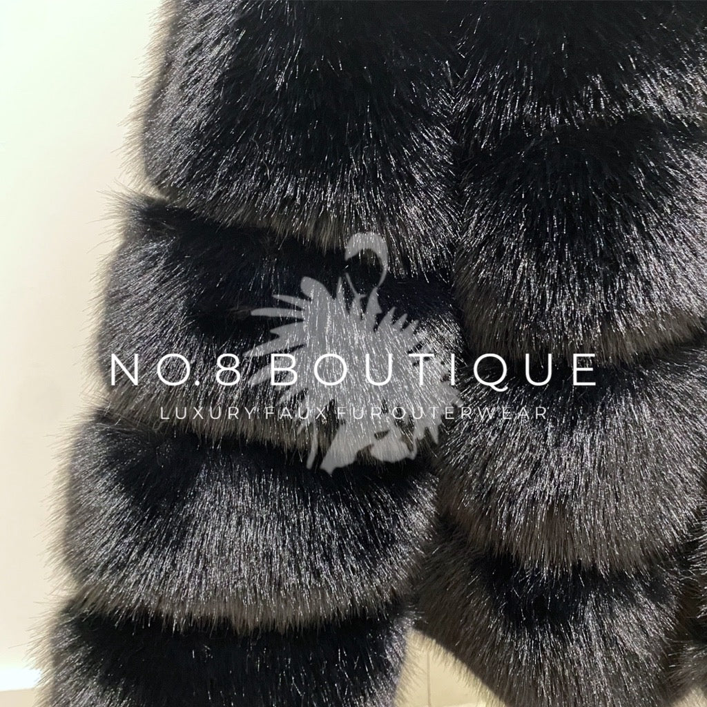 Winter chic black faux fur jacket