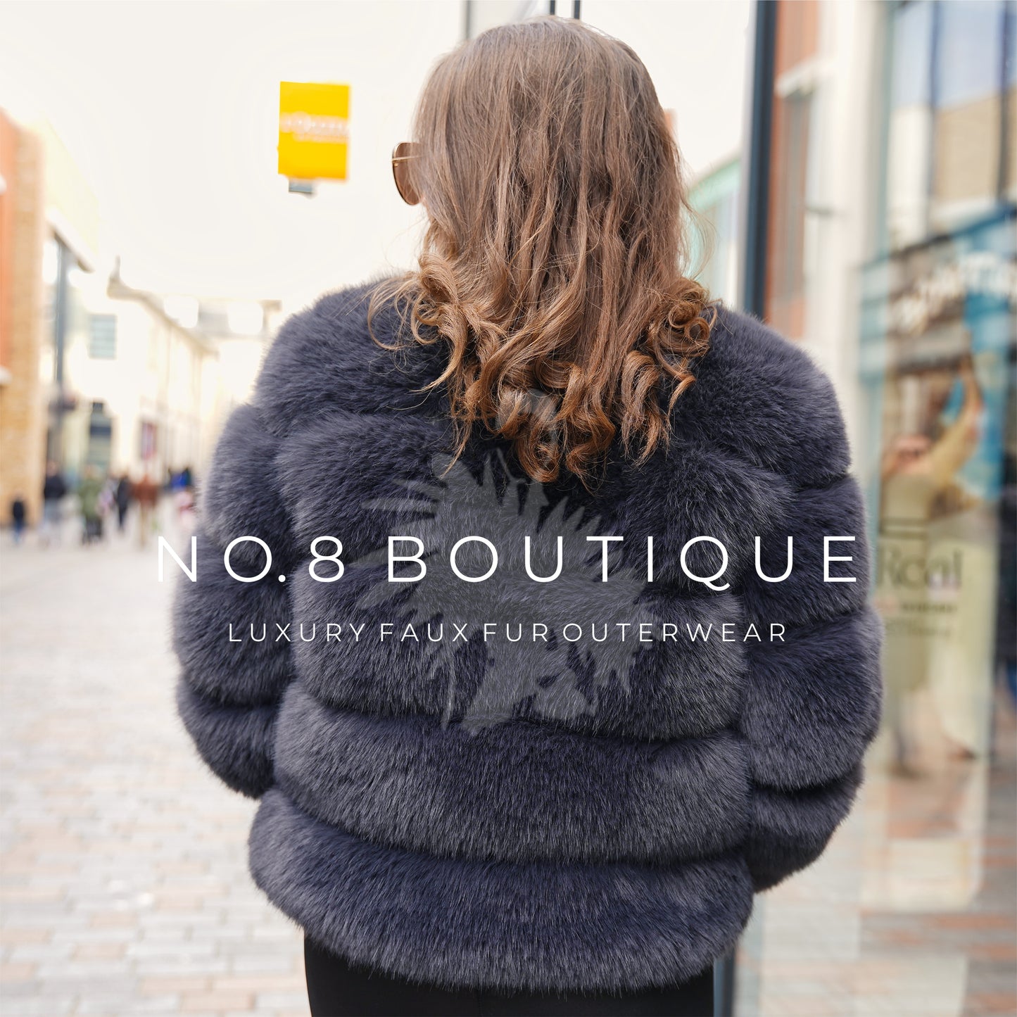Winter chic charcoal grey faux fur jacket with classic 5-row styling