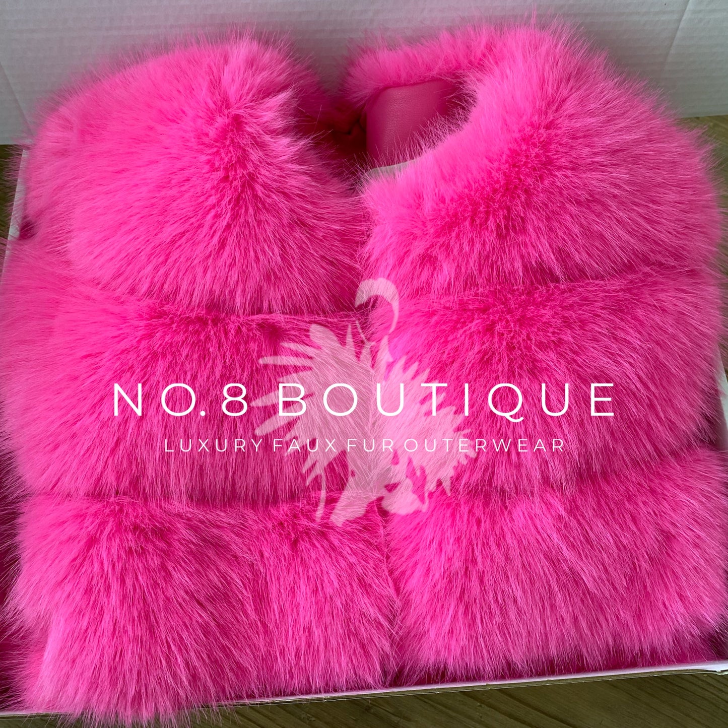 Winter chic hot pink 5-row faux fur jacket for stylish warmth