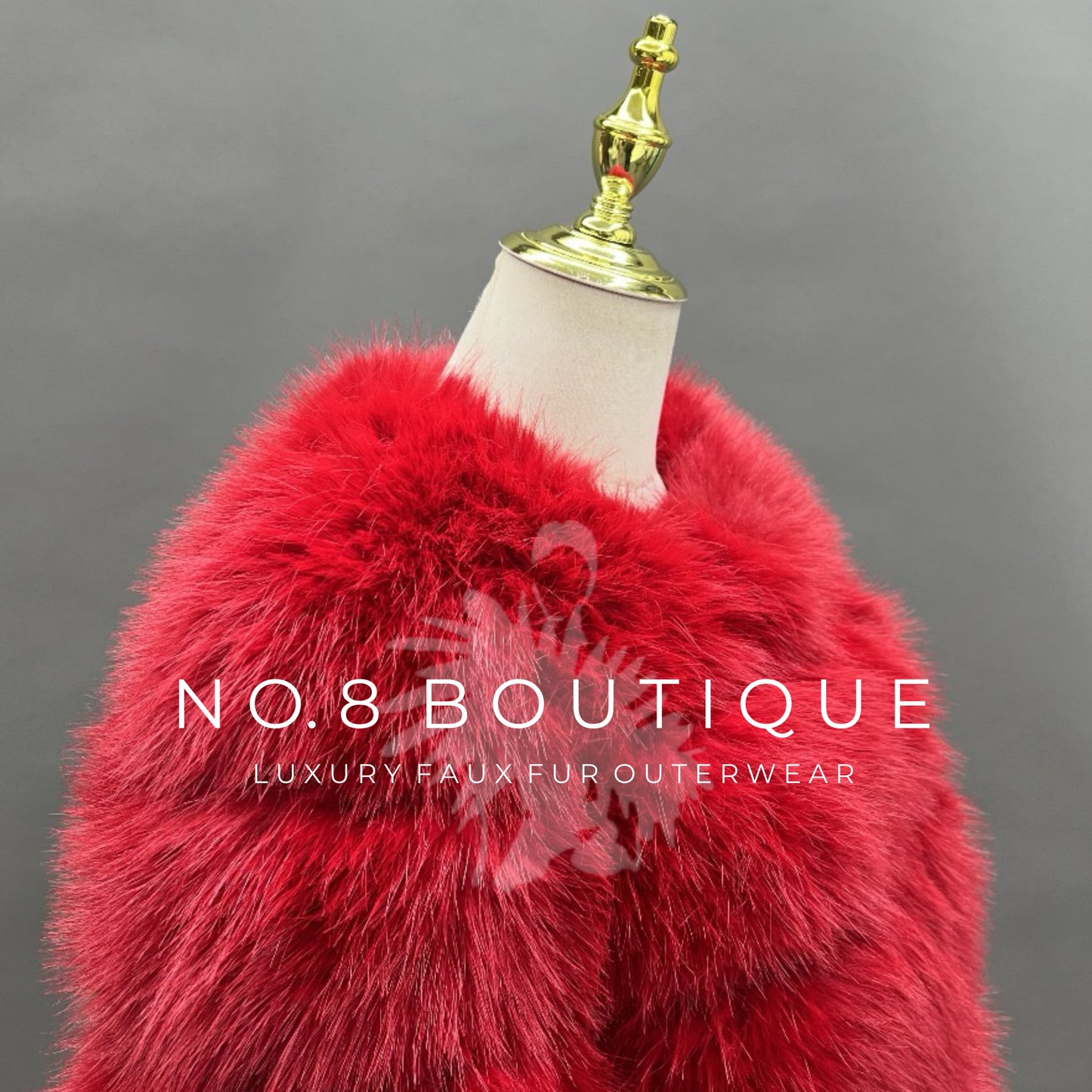 Winter chic red faux fur jacket with classic 5 row styling