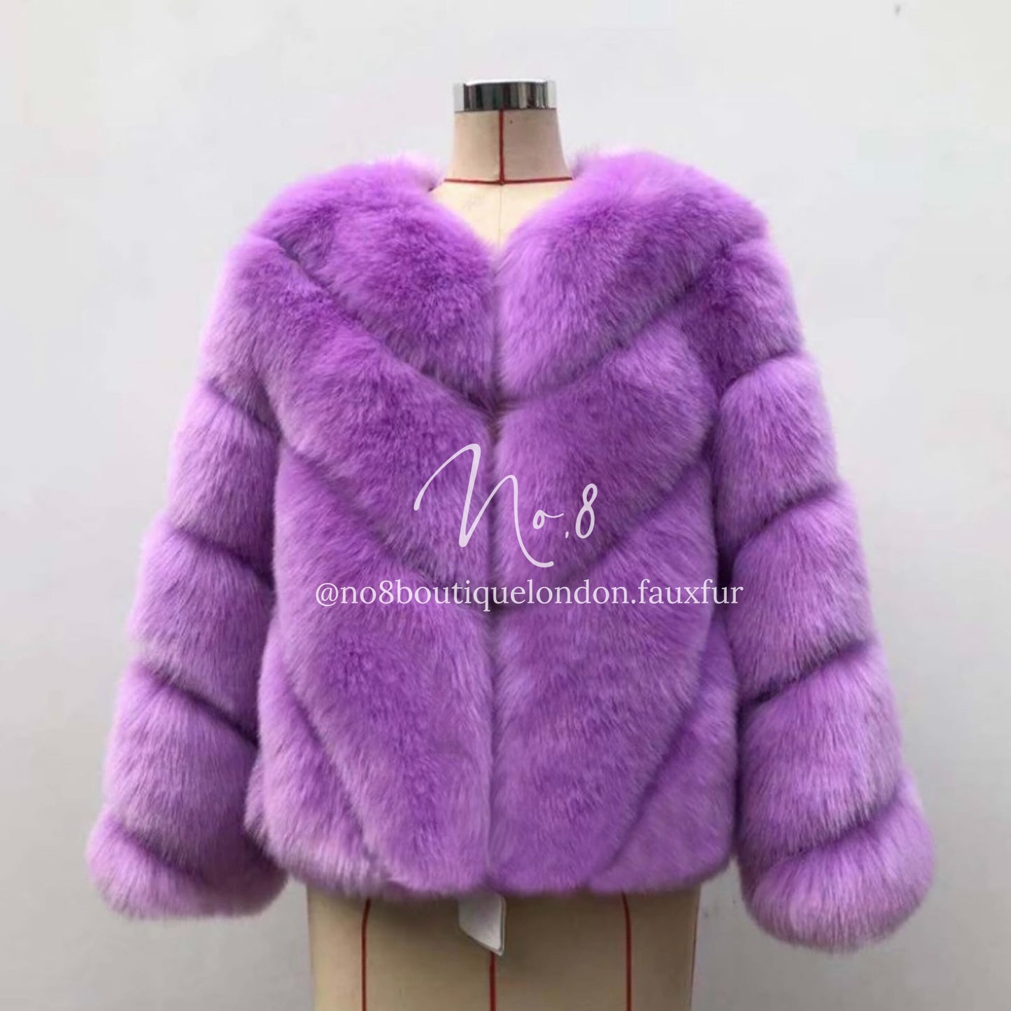 Elegant faux fur jacket with Dallas diagonal panels