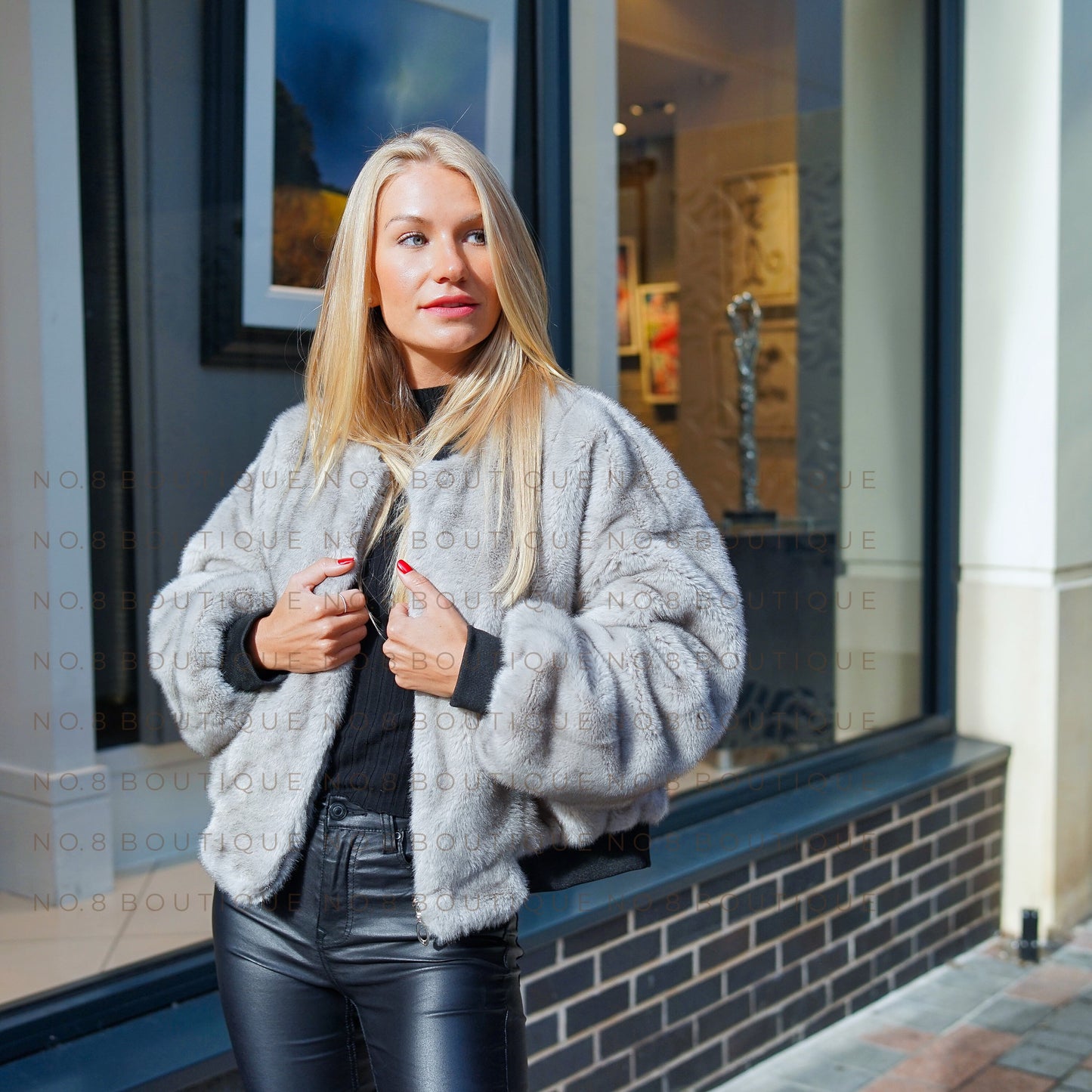 Luxurious oversize faux mink bomber for stylish warmth