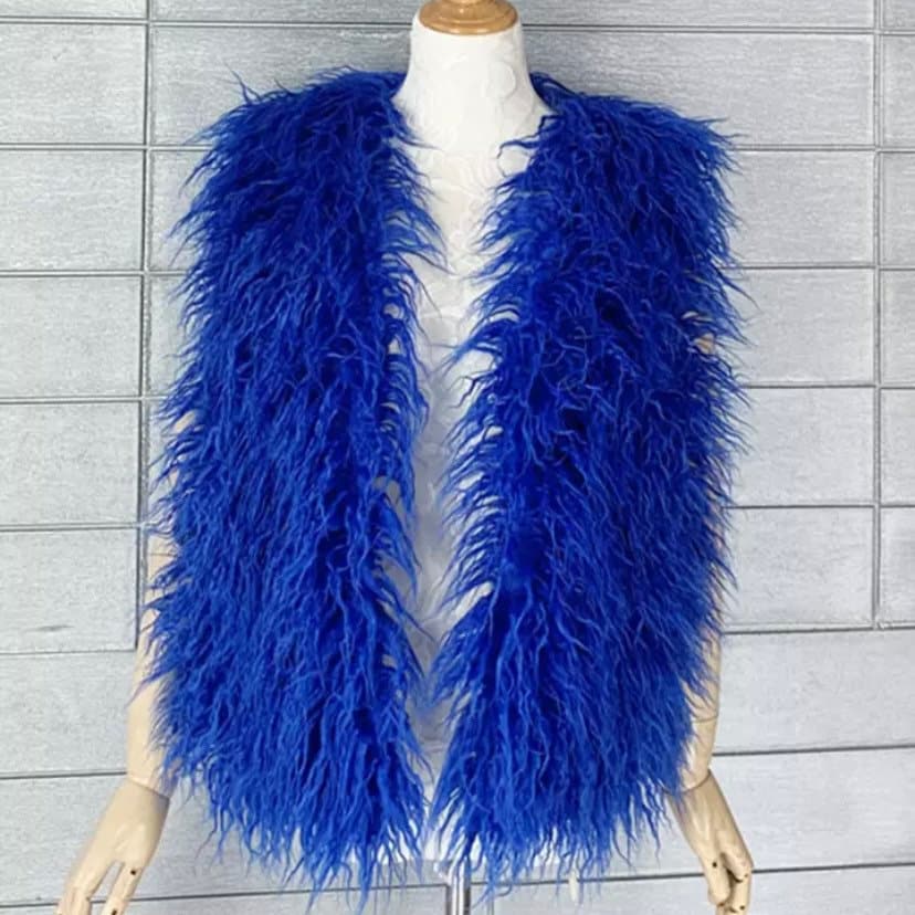 Winter chic shaggy Mongolian faux fur long gilet