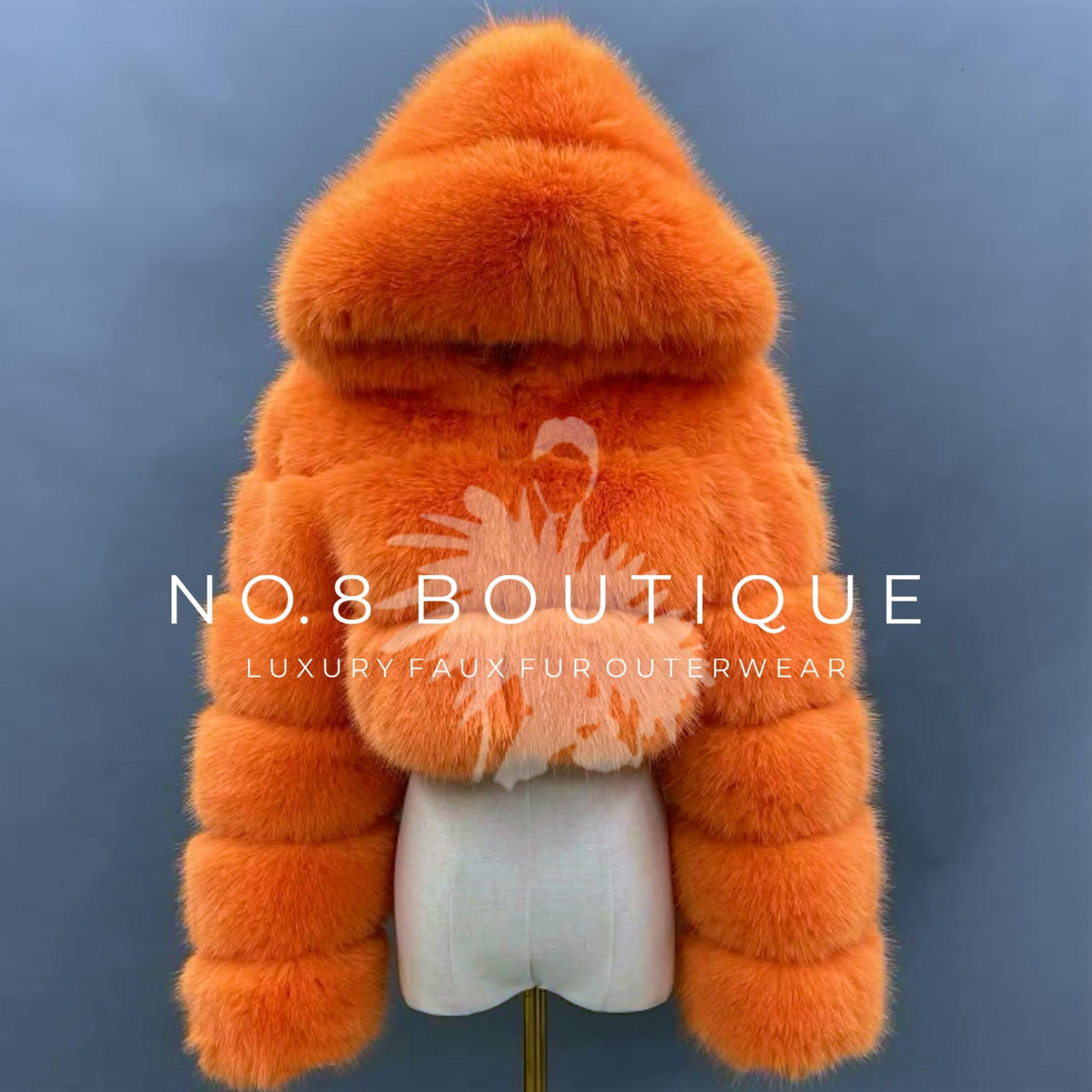 Fashion-forward premium faux fur cropped jacket with hood