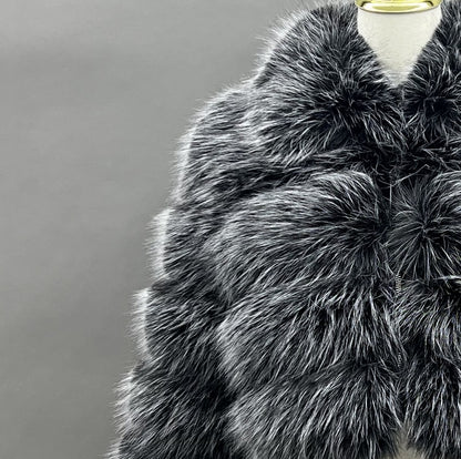 Premium Faux Fur Cropped Collar Jacket