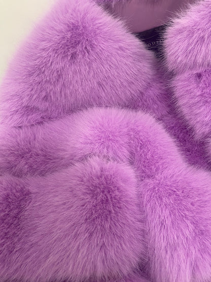 Classic 5 Row Violet Faux Fur Jacket