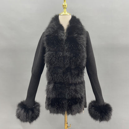 Faux Collar And Cuffs Cardigan