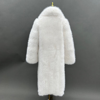 Long Full Panel Collared Mens Faux Fur Coat