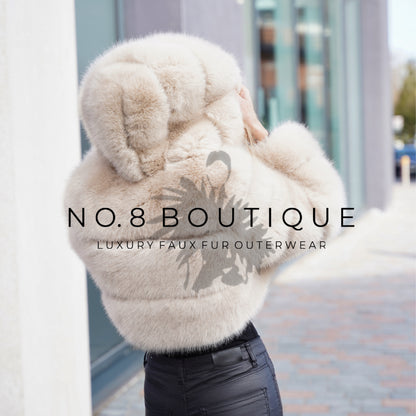 Cropped Hooded Faux Fur Jacket