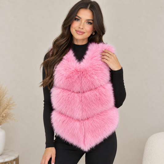 3 Row Faux Fur Gilet