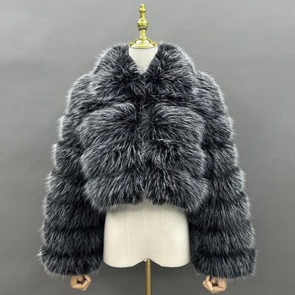 Premium Faux Fur Cropped Collar Jacket