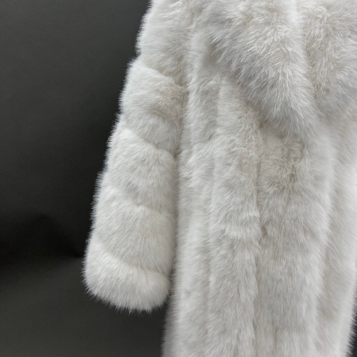Long Straight Row Collared Men's Faux Fur Coat