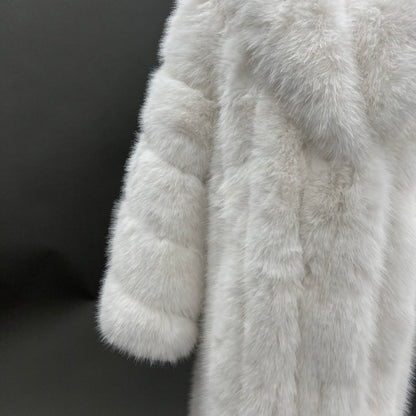 Long Straight Row Collared Men's Faux Fur Coat