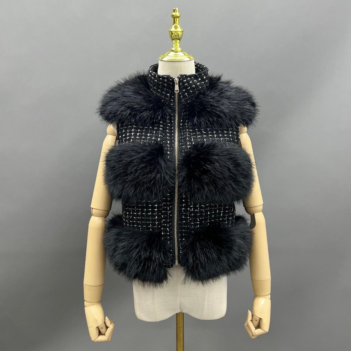 Black Faux Fur Gilet