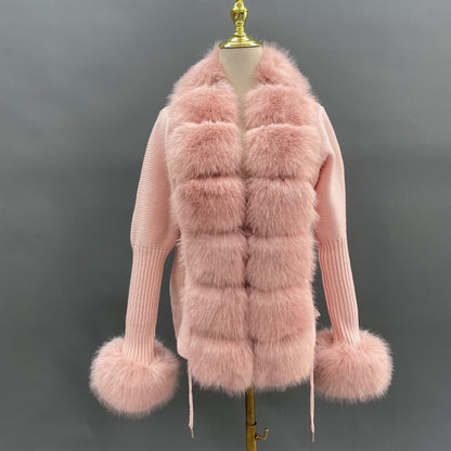Faux Collar And Cuffs Cardigan
