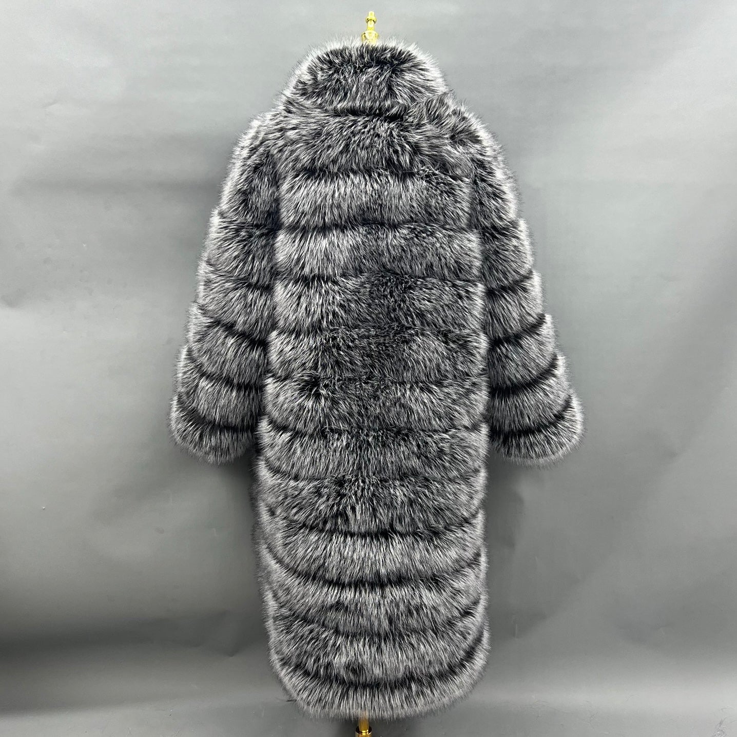 12 Row Faux Fur Coat With Collar