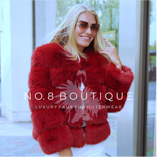 Wine Red Faux Fur Classic 5 Row Jacket