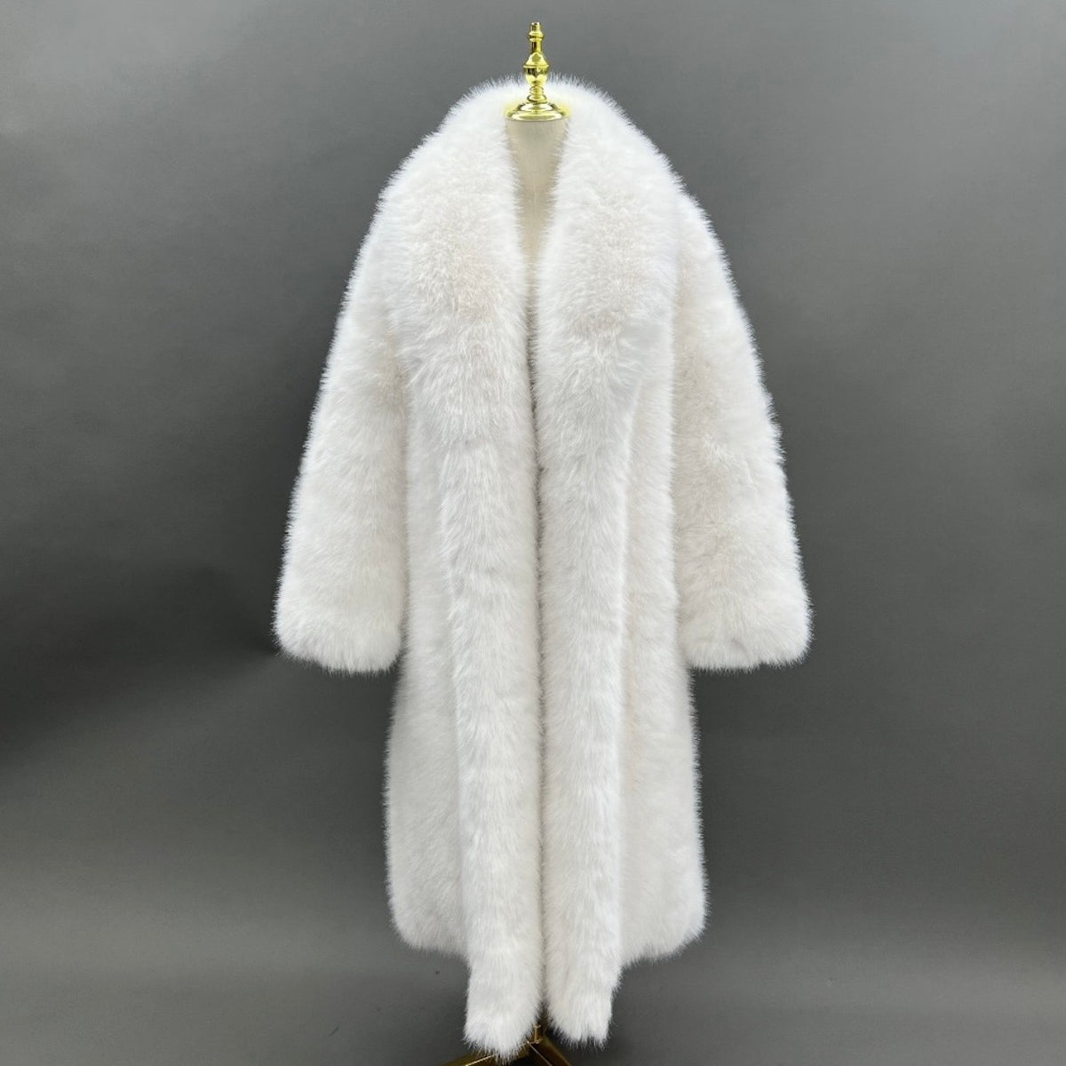 Long Full Panel Collared Mens Faux Fur Coat