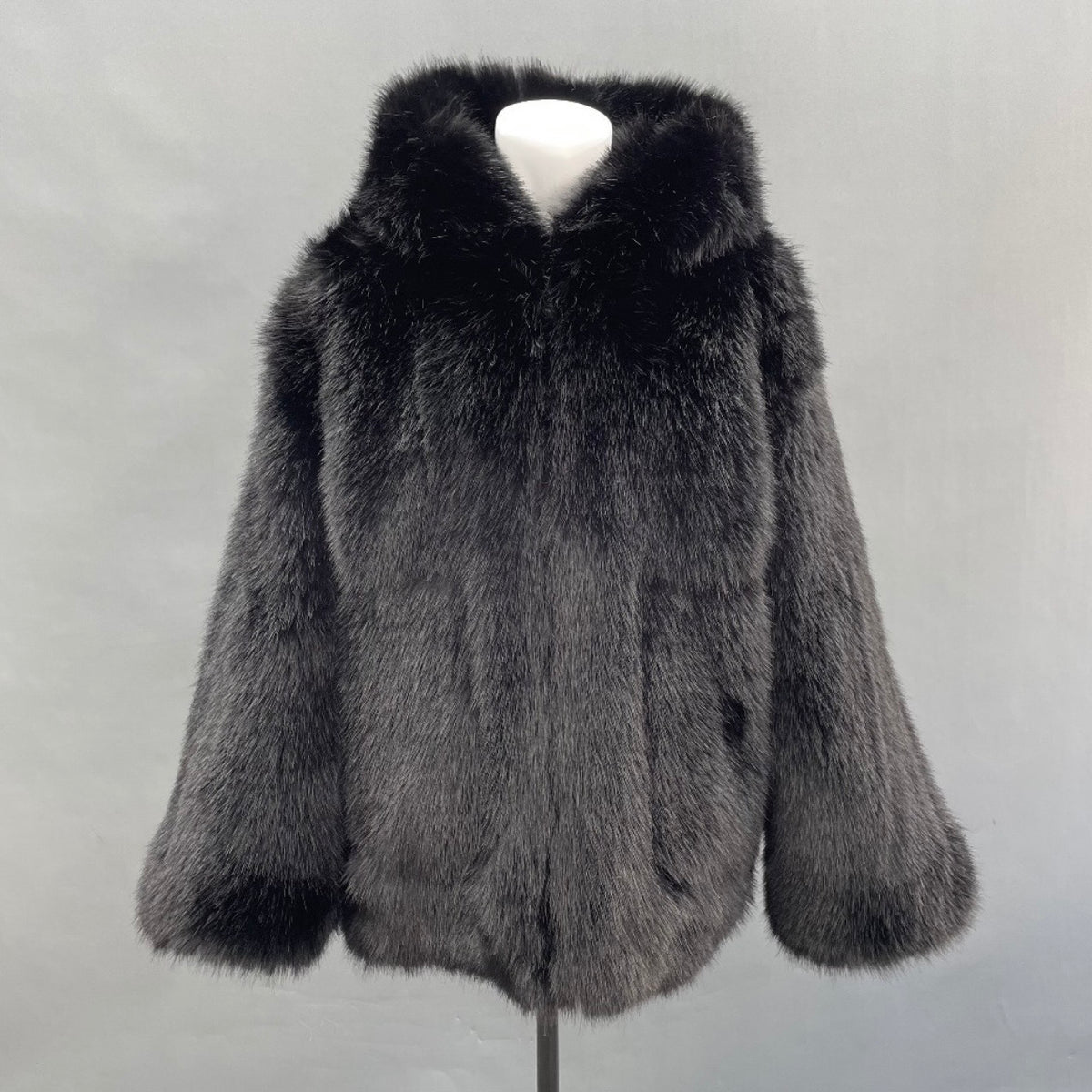 Men's Hooded Faux Fur Coat in Black
