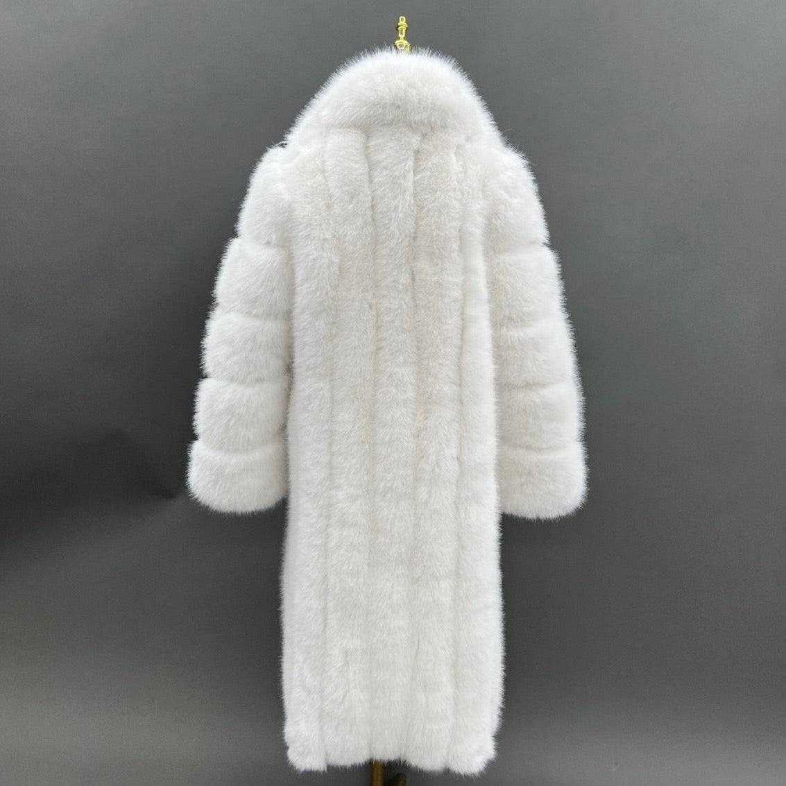 Long Straight Row Collared Men's Faux Fur Coat