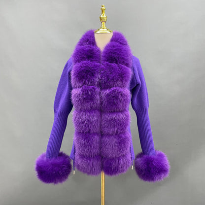 Faux Collar And Cuffs Cardigan