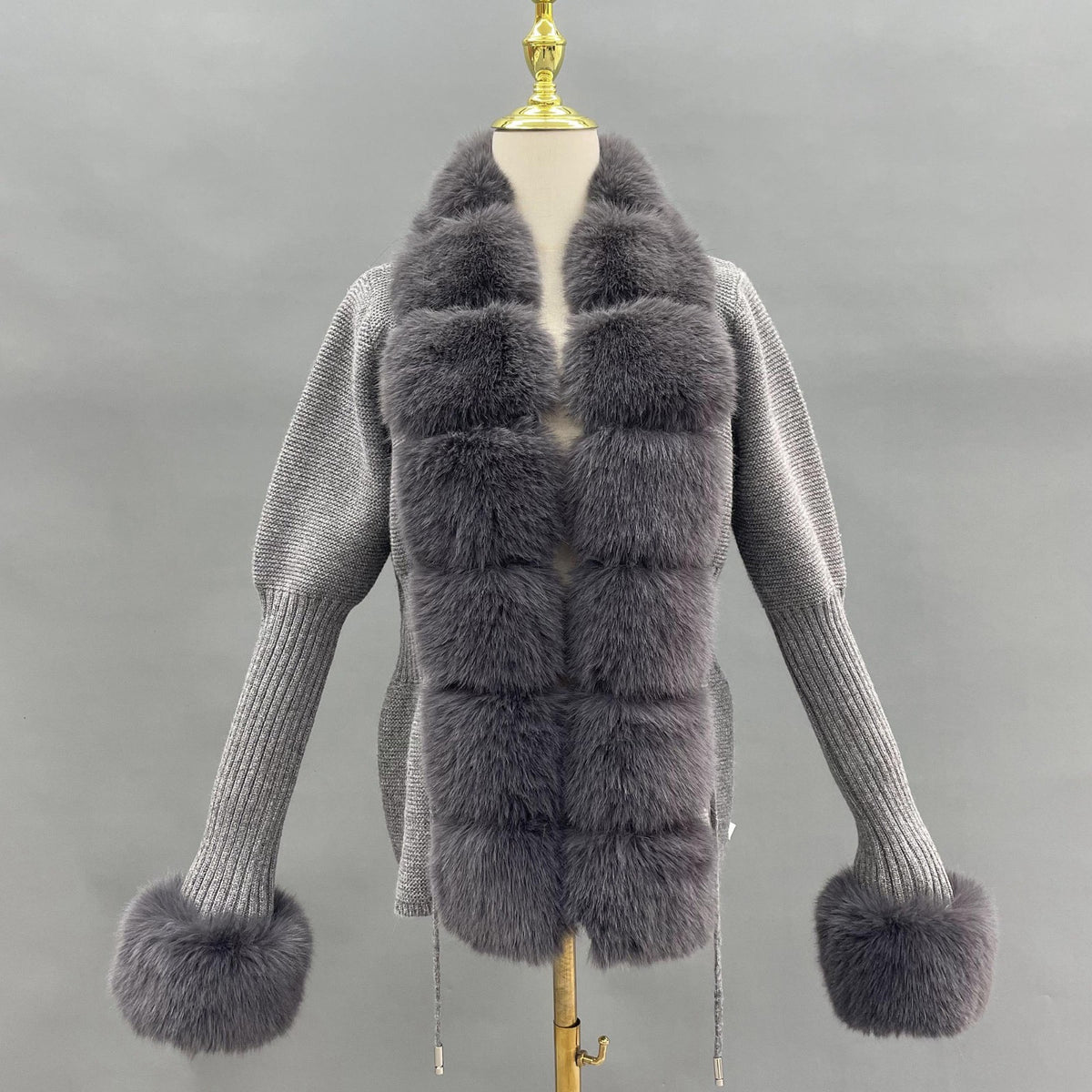 Faux Collar And Cuffs Cardigan